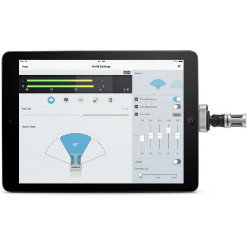  Shure MOTIV MV88 Digital Stereo Condenser Microphone for iOS Devices - With Shure Rycote Windjammer