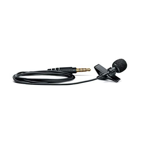  Shure MVL Omnidirectional Condenser Lavalier Microphone [1/8 (3.5mm)] + Windscreen, Tie-Clip, Mount and Carrying Pouch, Black