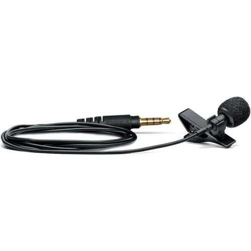  Shure MVL Omnidirectional Condenser Lavalier Microphone [1/8 (3.5mm)] + Windscreen, Tie-Clip, Mount and Carrying Pouch, Black