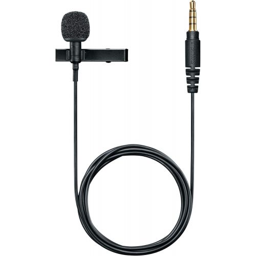  Shure MVL Omnidirectional Condenser Lavalier Microphone [1/8 (3.5mm)] + Windscreen, Tie-Clip, Mount and Carrying Pouch, Black