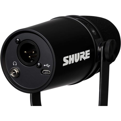  Shure MV7 USB Microphone + On Stage Desktop Stand Bundle for Podcasting, Recording, Streaming & Gaming, Built-In Headphone Output, All Metal USB/XLR Dynamic Mic, Voice-Isolating Te