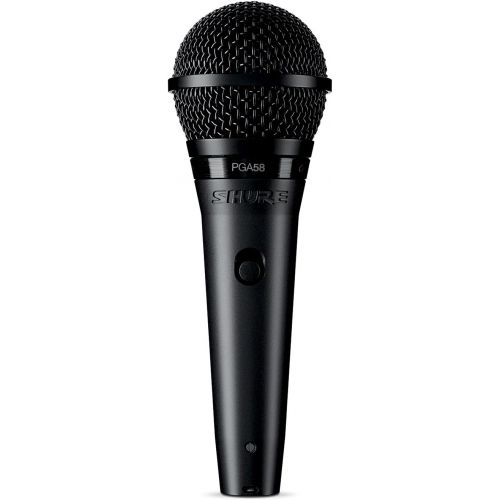  Shure PGA58-QTR Cardioid Dynamic Vocal Microphone with 15 XLR-QTR Cable, Black, 5.00 x 10.00 x 3.50