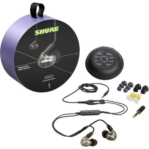  Shure AONIC 4 Wired Sound Isolating Earbuds, Detailed Sound, Dual-Driver Hybrid, Secure in-Ear Fit, Detachable Cable, Durable Quality, Compatible with Apple & Android Devices - Bla