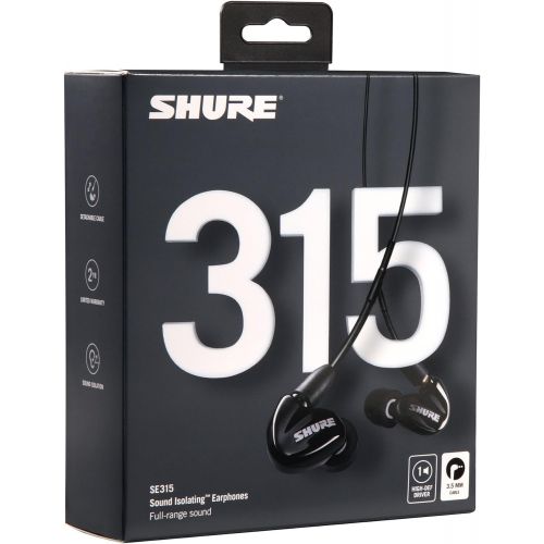  Shure SE315-K Sound Isolating Earphones with Single High Definition MicroDriver and Tuned BassPort