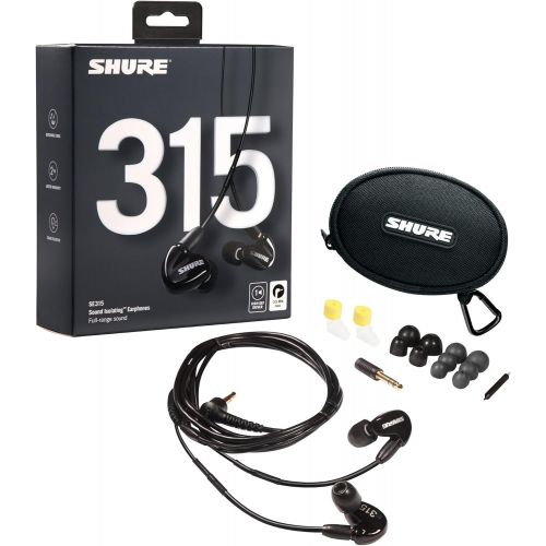  Shure SE315-K Sound Isolating Earphones with Single High Definition MicroDriver and Tuned BassPort