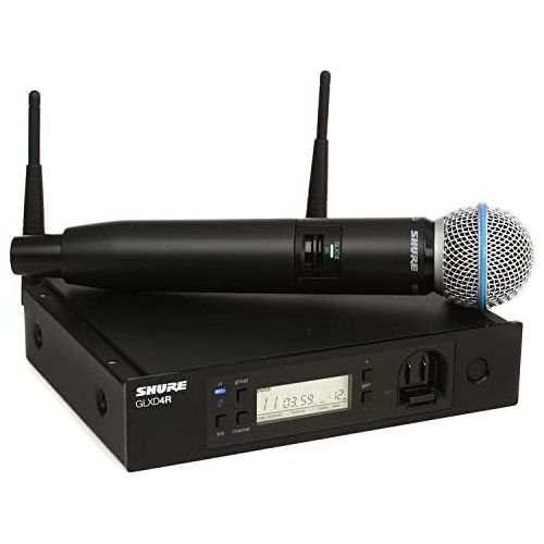  Shure GLXD24R/B58-Z2 Rechargeable Wireless System with BETA58A Vocal Microphone, Half Rack