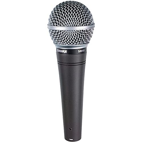  Shure SM48 Cardioid Dynamic Vocal Microphone with Shock-Mounted Cartridge, Steel Mesh Grille and IntegralPop Filter, A25D Mic Clip, Storage Bag, 3-pin XLR Connector, No Cable Inclu