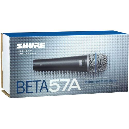  Shure BETA57A Super cardioid Dynamic Microphone with High Output Neodymium Element for Vocal/Instrument Applications, Silver