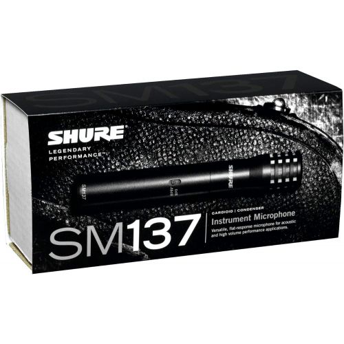  Shure SM137 Cardioid Instrument Condenser Probe Microphone with Thin Diaphragm, Class-A Preamplifier, 15db Pad for Performance Consistency, Low Self-Noise, Plus Mic Clip and Zipper