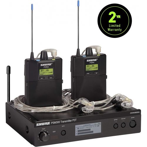  [아마존베스트]Shure PSM300 P3TRA215TWP Pro Wireless In-Ear Personal Monitor System with SE215-CL Earphones - Twinpack