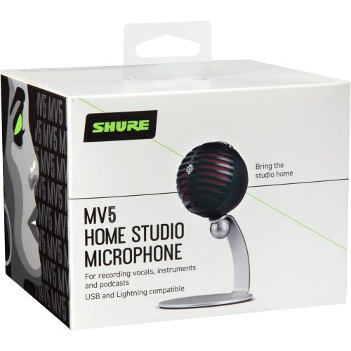  [아마존베스트]Shure MV5 Digital Condenser Microphone (Black) + USB & Lightning Cable