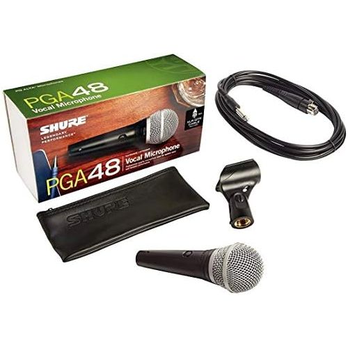  [아마존베스트]Shure PGA48 Cardioid Dynamic Vocal Microphone with XLR to QTR Cable, PGA48-QTR-E, Black, Metallic