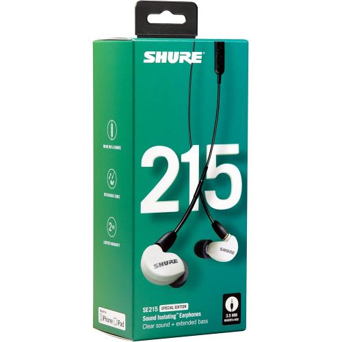  Shure SE215SPE-W-UNI Special Edition Sound Isolating Earphones with Inline Remote & Mic for iOSAndroid