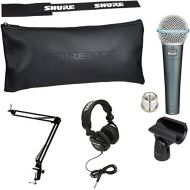 Shure BETA58A Supercardioid Dynamic Microphone wKnox Boom Arm Stand & Headphones