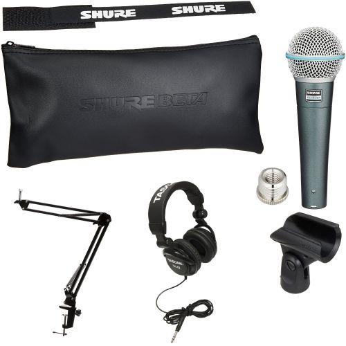  Shure BETA58A Supercardioid Dynamic Microphone wKnox Boom Arm Stand & Headphones