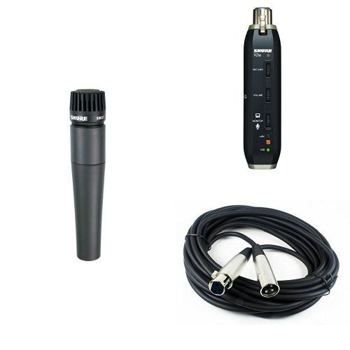  Shure Home Recording Studio Start-up Kit with SM57 Microphone, X2U XLR-to-USB Audio Interface, 20 XLR Cable, Boom Stand and Windscreen