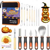 [아마존베스트]Halloween Pumpkin Carving Kit, Shuttle Art 15 PCS Professional Heavy Duty Stainless Steel Pumpkin Carving Tools with Carrying Case for Kids Adults Sculpting Jack-O-Lanterns