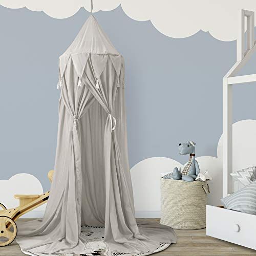  [아마존베스트]Shyneer Bed Canopy Round Dome,Mosquito Net,Crib Canopy Bed Canopy for Kid‘s Reading Room,Nursery Decorations,Bedroom Decoration (Chiffon Bed Canopy-WhiteNew!)