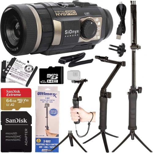  SiOnyx Aurora PRO Night Vision Sports & Action Camera Bundle - Includes: Manufacturer Accessories, SanDisk Extreme 64GB microSD Memory Card, Multi-Function Grip/Arm/Tripod/Selfie S