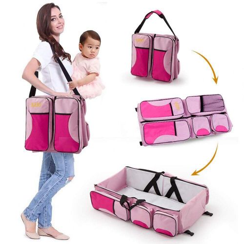  Sibake 3-in-1 Universal Infant Travel Tote: Portable Bassinet Crib, Changing Station, and Diaper Bag for...