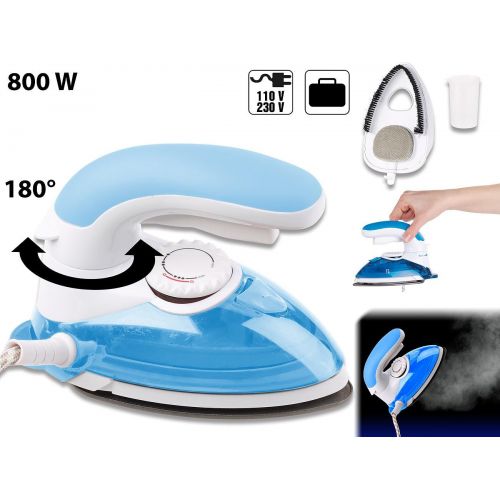  Sichler Haushaltsgerate Mini Buegeleisen: 2in1-Reise-Dampfbuegeleisen mit Dampfbuerste, 800 W, 110 & 230 V (Dampfglatter und Mini Buegeleisen)