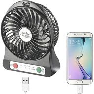 Sichler Haushaltsgerate Ventilator mit Batterie: 3in1-Akku-Tisch-Ventilator mit Powerbank-Funktion & Leuchte, 1.800 mAh (Batteriebetriebener Ventilator)