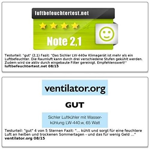  Sichler Haushaltsgerate Ventilator Wasserkuehlung: Luftkuehler mit Wasserkuehlung LW-440.w, 65 Watt, Swing-Funktion (Klimaanlage Wasserkuehlung)