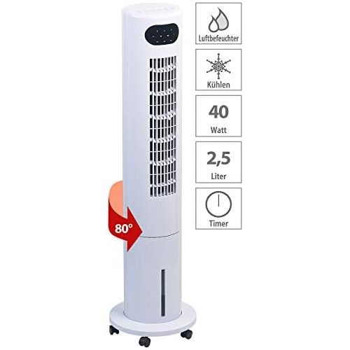  [아마존베스트]Sichler Haushaltsgerate, Fan With Cooling: 3 in 1 Tower Fan, Air Cooler, Humidifier, 80° Oscillation, 40 W, Fan with Cooling Function