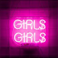 Sideface Neon SignGirls Girls Neon Light Signs Made of Real Glass for Wall Decor Girls Bedroom Wedding Recreation. (Girls Gilrs Pink)