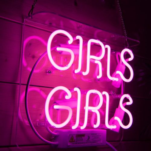  Sideface Neon SignGirls Girls Neon Light Signs Made of Real Glass for Wall Decor Girls Bedroom Wedding Recreation. (Girls Gilrs Pink)