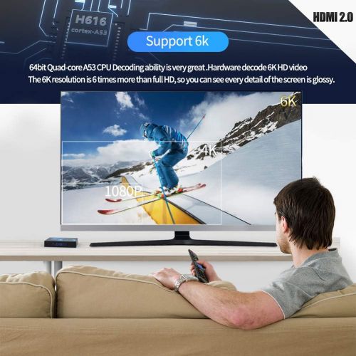  [아마존베스트]Sidiwen [2020 Upgrade] Android 10.0 TV Box, T95 Android Box 4GB RAM 32GB ROM Allwinner H616 Quad-core Smart Android TV Box 64bit, Support 2.4G/5.0G Dual WiFi 6K Utral HD / 3D / H.265 with