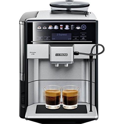  Siemens EQ.6 Plus s700 automatic coffee machine (1500 watts, ceramic grinder, touch sensor direct dial buttons, personalised drinks, double cup cover) stainless steel, Coffee machi