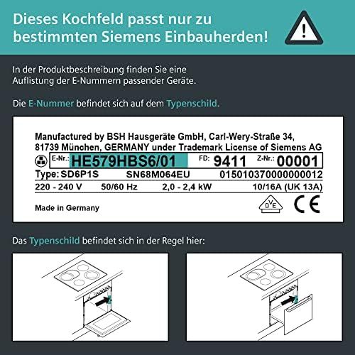  Siemens EA645GN17 iQ513 Kochfeld Elektro / 58.3 cm / Flachrahmen-Design-Glasschutzbedruckung / Komfort: 4 highSpeed-Kochzonen, davon-1 mit zuschaltbarer Braterzone- 1 Zweikreis-Koc