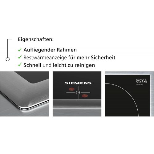  Siemens EA645GN17 iQ513 Kochfeld Elektro / 58.3 cm / Flachrahmen-Design-Glasschutzbedruckung / Komfort: 4 highSpeed-Kochzonen, davon-1 mit zuschaltbarer Braterzone- 1 Zweikreis-Koc