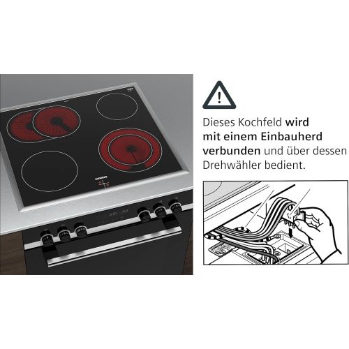  Siemens EA645GN17 iQ513 Kochfeld Elektro / 58.3 cm / Flachrahmen-Design-Glasschutzbedruckung / Komfort: 4 highSpeed-Kochzonen, davon-1 mit zuschaltbarer Braterzone- 1 Zweikreis-Koc