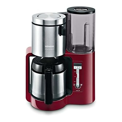  Siemens TC86504 Kaffeemaschine (Edelstahl Thermokanne, Uhrfunktion, fuer 8-12 Tassen, automatische Abschaltung, 1.100 Watt) rot