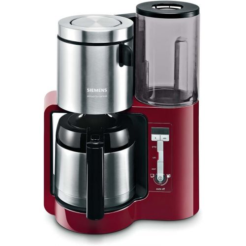  Siemens TC86504 Kaffeemaschine (Edelstahl Thermokanne, Uhrfunktion, fuer 8-12 Tassen, automatische Abschaltung, 1.100 Watt) rot