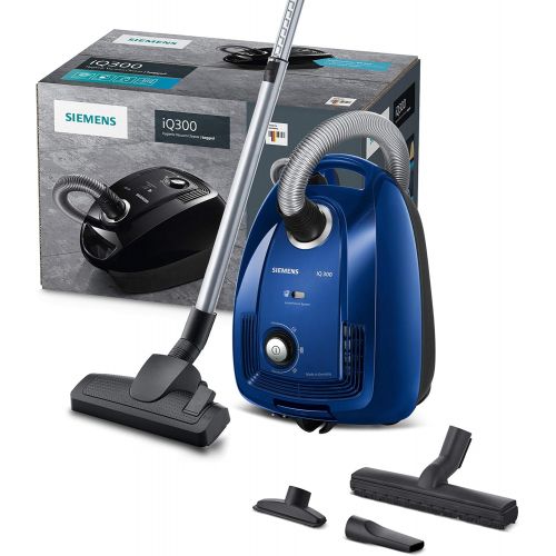  [아마존베스트]Siemens iQ300 VSC3320 Vacuum Cleaner with Bag, Blue, AllergyPlus Filter