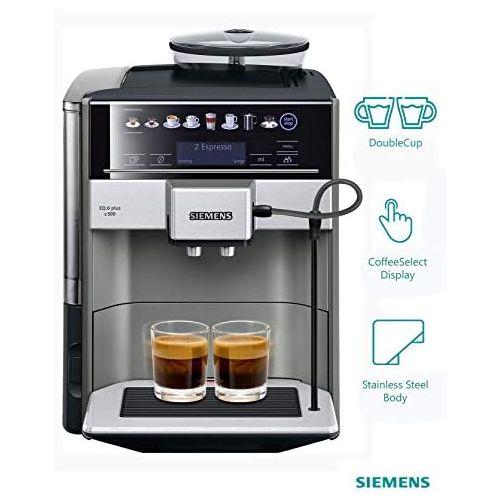  Siemens Freestanding Espresso Machine, 1.7 L, 2 Cups, Black, Grey, Silver TE655203RW