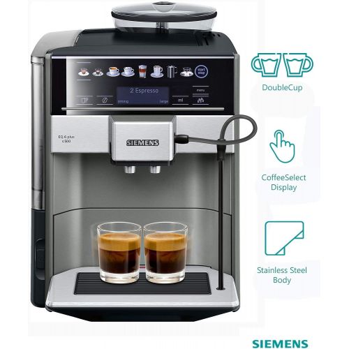  Siemens Freestanding Espresso Machine, 1.7 L, 2 Cups, Black, Grey, Silver TE655203RW