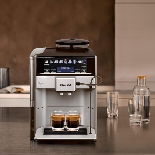  Siemens Freestanding Espresso Machine, 1.7 L, 2 Cups, Black, Grey, Silver TE655203RW