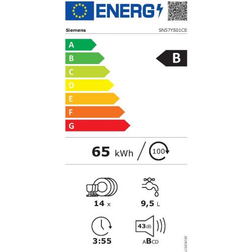  [아마존베스트]: SiemensModell: SN43ES15AEEnergieeffizienzklasse: Energieeffizienzklasse C auf einer Skala von A Siemens SN43ES15AE iQ300 substructure dishwasher / A +++ / 234 kWh / year / 2660 L / year / WiFi-capable via Home Connect / flex basket system with rackMatik in the upper basket /