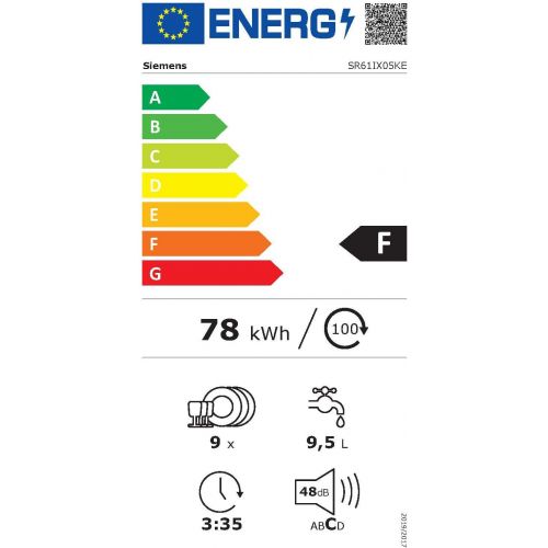  [아마존베스트]Siemens SR61IX05KE iQ100 Fully Integrated Dishwasher / F / 78 kWh / 9 MGD / Smart Home Compatible via Home Connect / VarioSpeed / infoLight Power Indicator