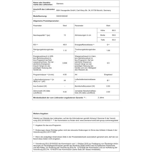  [아마존베스트]Siemens SX63HX60AE iQ300 Fully Integrated Dishwasher / D / 84 kWh / 2660 L/Year / Smart Home Compatible via Home Connect / VarioSpeed Plus / Vario Drawer