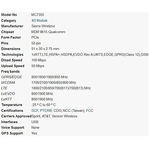  Sierra Wireless Airprime Mc7355 3g 4g Ltehspa+ Gps 100mbps Module Unlocked