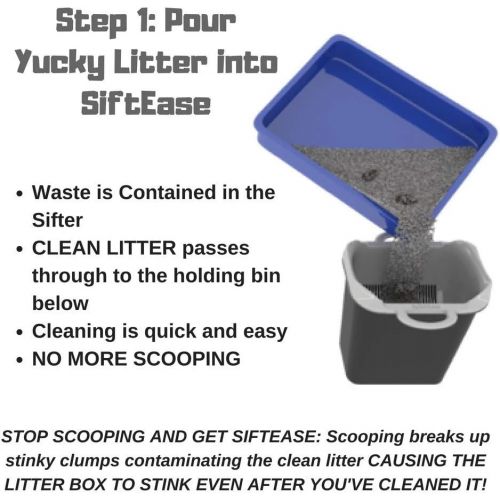  SiftEase Make Light of Cleaning the Litter Box SiftEase Litter Box Cleaner Litter Sifter - No More Scooping | Works with Any Cat Litter Box to Clean Litter, Eliminate Odors, and Allows Reuse of The Litter