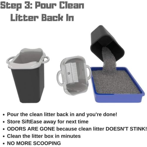  SiftEase Make Light of Cleaning the Litter Box SiftEase Litter Box Cleaner Litter Sifter - No More Scooping | Works with Any Cat Litter Box to Clean Litter, Eliminate Odors, and Allows Reuse of The Litter