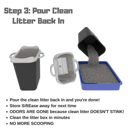  SiftEase Make Light of Cleaning the Litter Box SiftEase Litter Box Cleaner Litter Sifter - No More Scooping | Works with Any Cat Litter Box to Clean Litter, Eliminate Odors, and Allows Reuse of The Litter