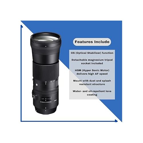  Sigma 150-600mm 5-6.3 Contemporary DG OS HSM Lens for Canon w/Sunshine Photo Bundle...