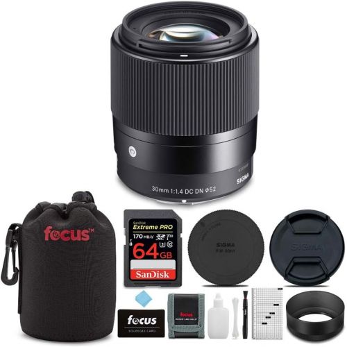  [아마존베스트]Sigma 30mm f/1.4 DC DN Contemporary Prime Lens for Sony E-Mount w/ 64GB Extreme PRO Bundle